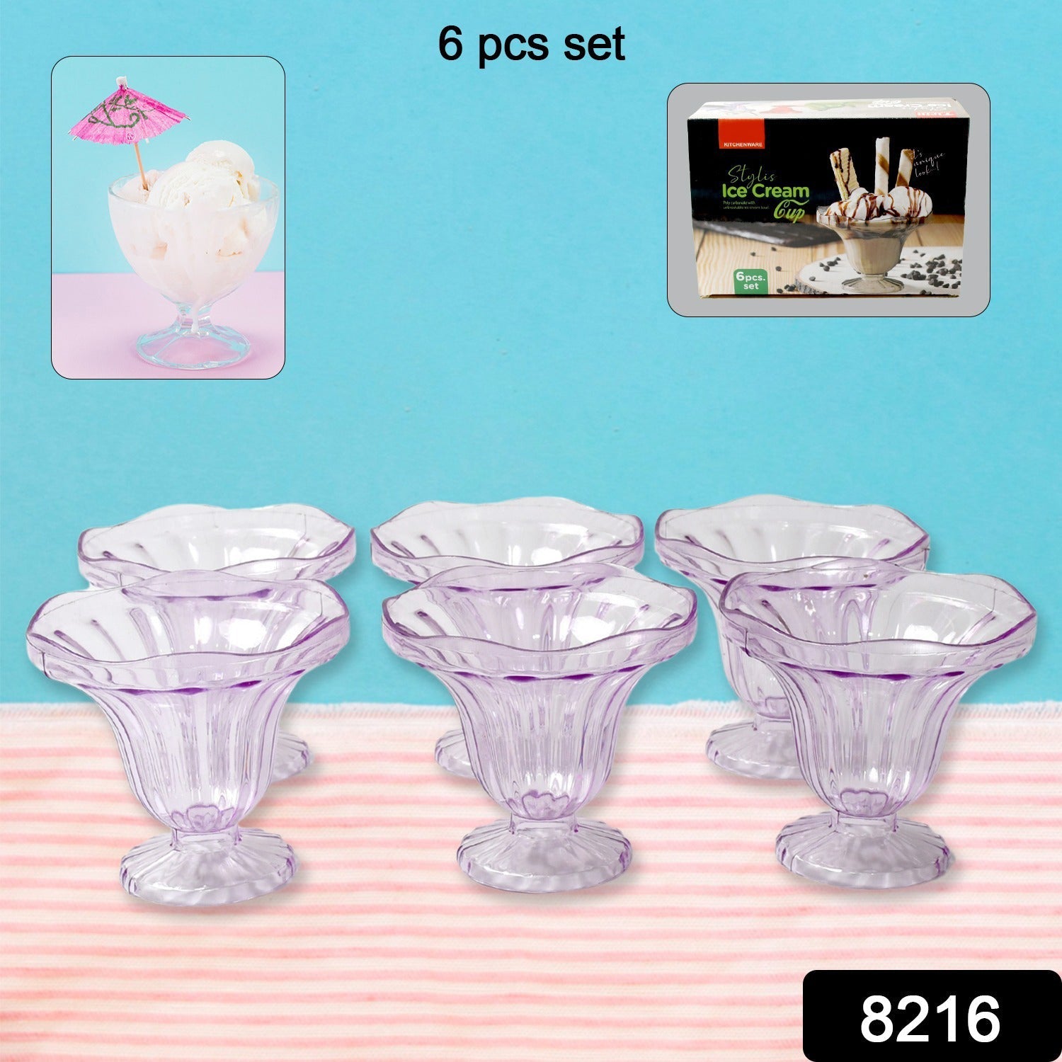 8216 Crystal Plastic Ice-Cream Bowl, Home & Kitchen Serving Platter or Dessert Cup for Sundae, Sweets, Snacks, Fruit, Pudding, Nuts or Dip, Serving Bowls (Crystal Cups, Set of 6) 8216 Crystal Plastic Ice-Cream Bowl, Home & Kitchen Serving Platter or Dessert Cup for Sundae, Sweets, Snacks, Fruit, Pudding, Nuts or Dip, Serving Bowls (Crystal Cups, Set of 6)